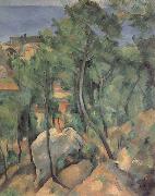 Paul Cezanne Boulders,Pine trees and sea at l-estaque Germany oil painting artist